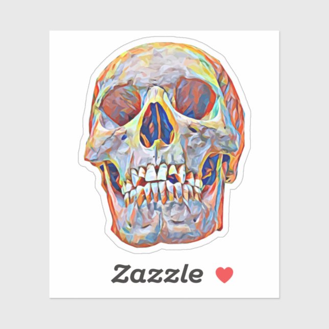 Pegatina Antropología del arte craneal abstracto, paleontol (Hoja)