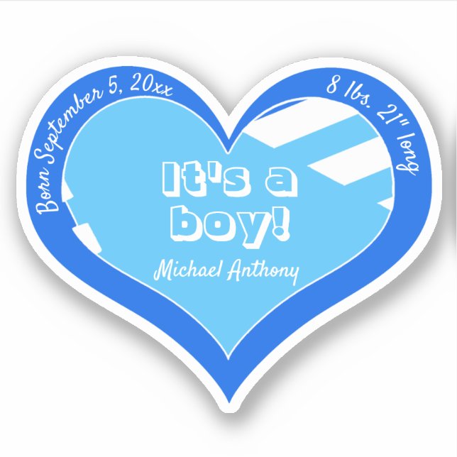 Pegatina Anuncio de Bebé Corazón Azul (Anverso)