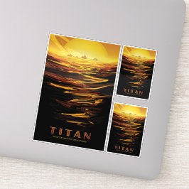 Pegatina Anuncio de viajes de Ciencia Ficción, Moon Titan