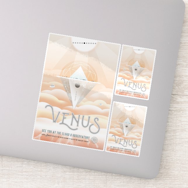 Pegatina Anuncio de viajes de ciencia ficción, Planet Venus (Detalle)