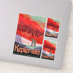 Pegatina Anuncio de viajes de Sci-Fi, Planet Kepler-186f