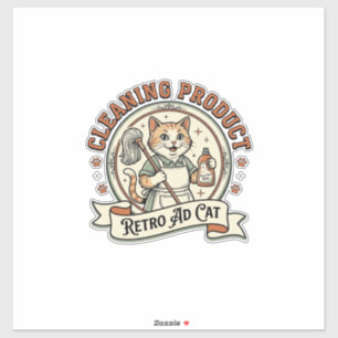 Pegatina Anuncio Retro de Producto de Limpieza Gato Product