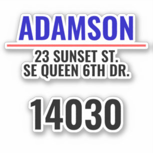 Pegatina Apellido y dirección - Números de buzón personaliz