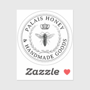 Pegatina Apio de abeja reina Logotipo de miel Corona de cor