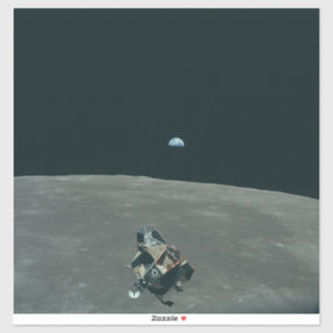 Pegatina Apollo Lunar Lander y Earrise Over Moon