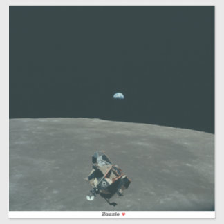 Pegatina Apollo Lunar Lander y Earrise Over Moon