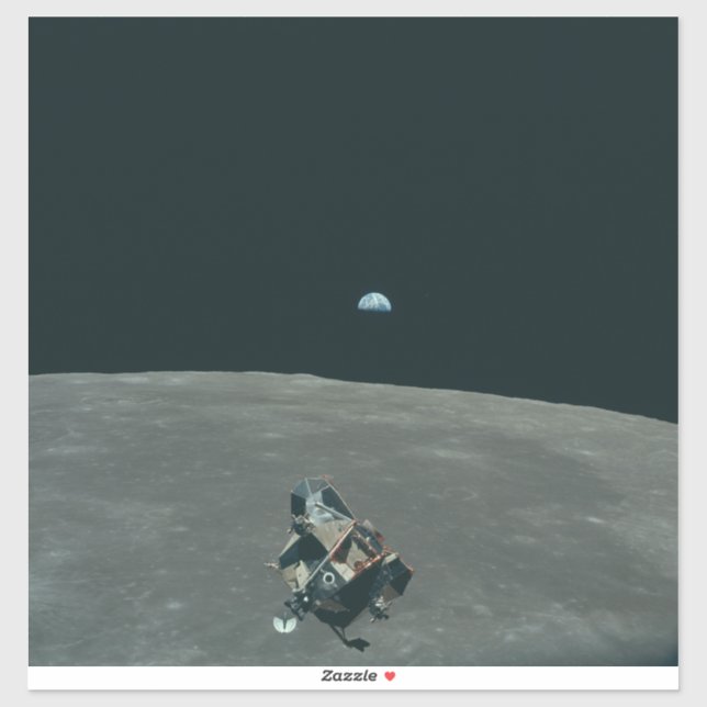 Pegatina Apollo Lunar Lander y Earrise Over Moon (Hoja)
