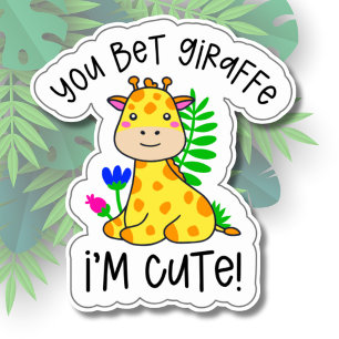 Pegatina Apostas a Giraffe que soy Cute impermeable