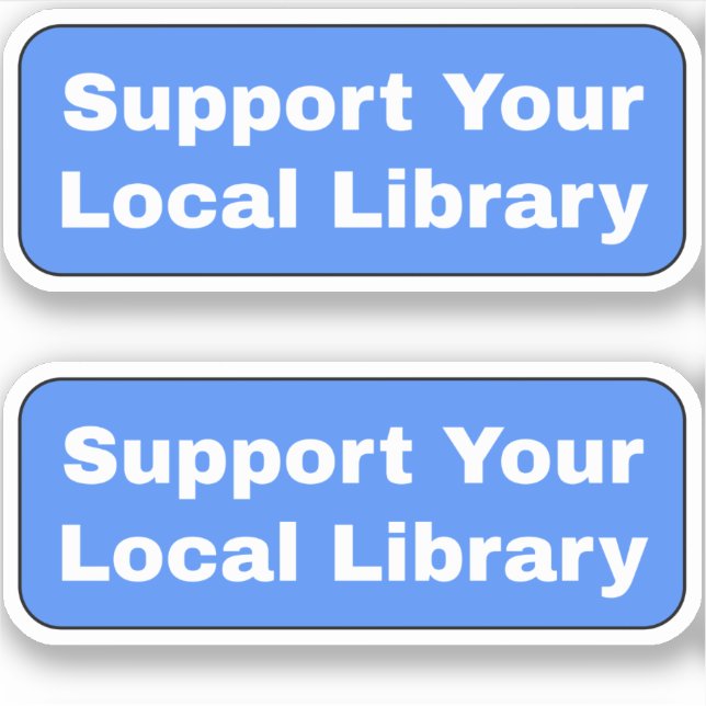Pegatina Apoya su biblioteca local - Azul (Anverso)