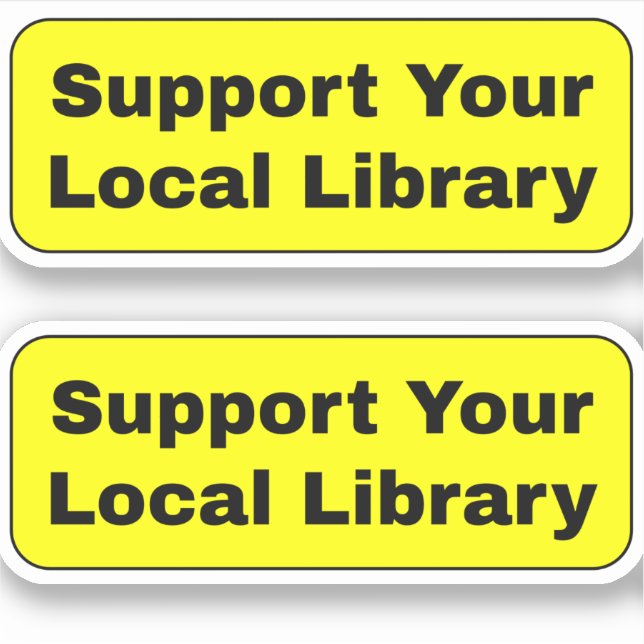Pegatina Apoya tu biblioteca local - Amarillo (Anverso)