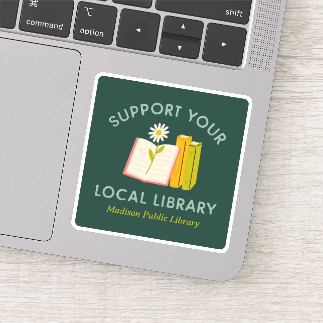 Pegatina Apoye a su Personalizado de biblioteca local (Detalle)