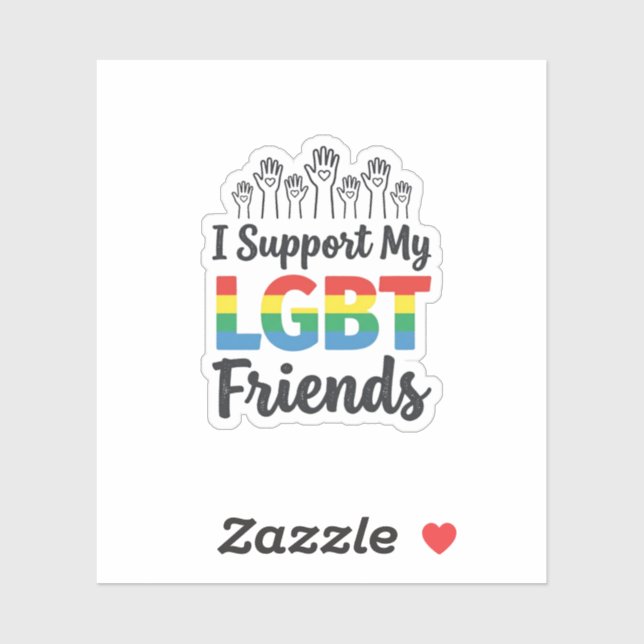 Pegatina Apoyo a mis amigos LGBT Vector Orgullo Arcoíris De (Hoja)