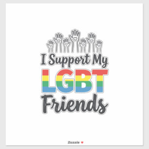 Pegatina Apoyo a mis amigos LGBT Vector Orgullo Arcoíris De