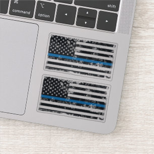 Pegatina Apoyo la delgada línea azul bandera USA grunge