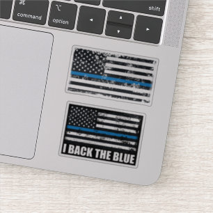 Pegatina Apoyo la delgada línea azul bandera USA grunge