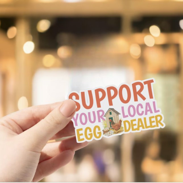 Pegatina Apoyo moderno Coop local de pollo para comerciante (Modern support your local egg dealer sticker)