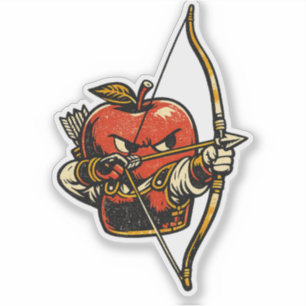 Pegatina Apple Archer — Fruta Divertida Arquero Japonés Vin
