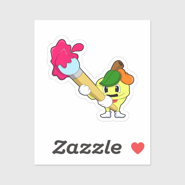 Pegatina Apple como pintador con pincel de pintura (Hoja)