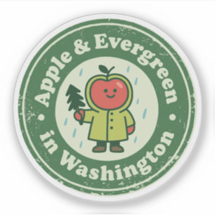 Pegatina Apple & Evergreen_ Washington Inspirado en la Natu