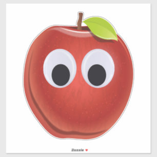 Pegatina Apple, fruta roja con ojos de google - Personaliza