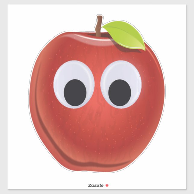 Pegatina Apple, fruta roja con ojos de google - Personaliza (Hoja)