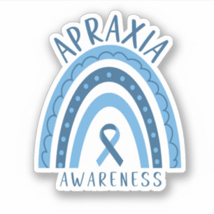 Pegatina Apraxia Blue Rainbow Ribbon Conciencia