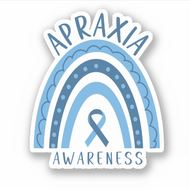 Pegatina Apraxia Blue Rainbow Ribbon Conciencia (Anverso)