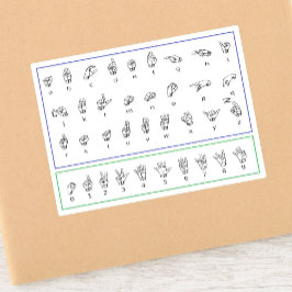 Pegatina Aprender lenguaje de Rótulo ASL, alfabeto de númer