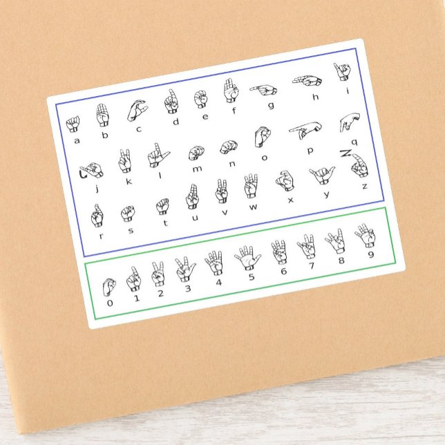 Pegatina Aprender lenguaje de Rótulo ASL, alfabeto de númer (Deaf culture awareness
Creative writing with ASL
Practical ASL products)