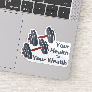 Pegatina Aptitud Dumbbell tu salud = tu riqueza