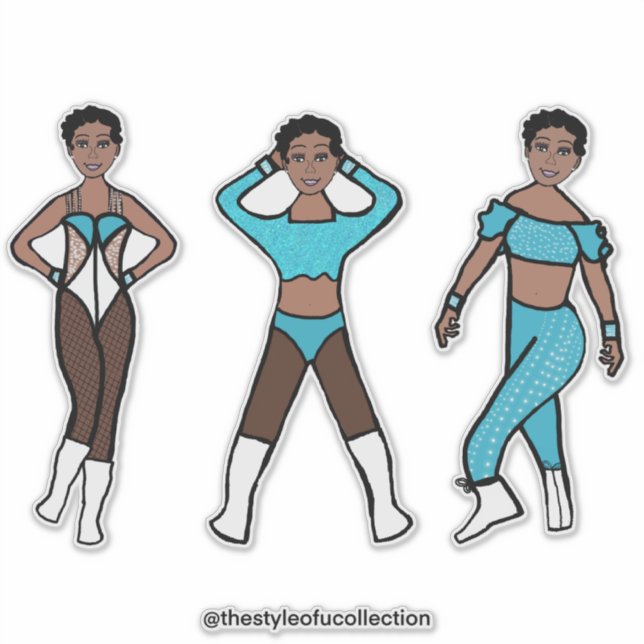 Pegatina Aqua #1 de bailarina trípica (Anverso)