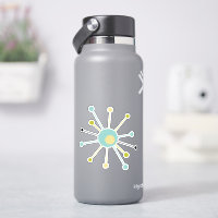 Aqua Blue Yellow Atomic Starburst Retro del Siglo 