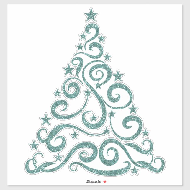 Pegatina Aqua Faux Purpurina | Árbol giratorio de Navidades (Hoja)