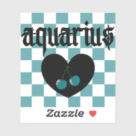 Pegatina Aquarius Gothic Aesthetic Checkered Cherry Art