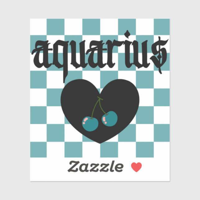 Pegatina Aquarius Gothic Aesthetic Checkered Cherry Art (Hoja)