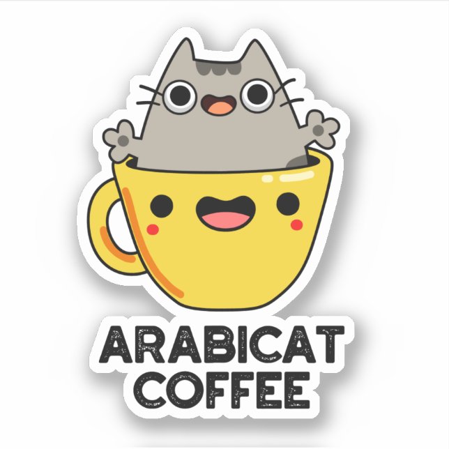 Pegatina Arabicat Coffee Funny Arabica Cat Pun (Anverso)