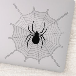 Pegatina Araña negra en la tela gris decoración de Hallowee