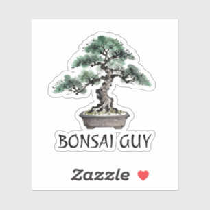 Pegatina Árbol Bonsái Arte de Tinta Japonesa Sumi-E Persona