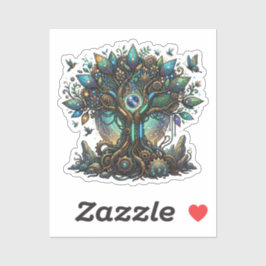 Pegatina Árbol Cibernético de la Vida Cosmic Steampunk