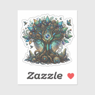 Pegatina Árbol Cibernético de la Vida Cosmic Steampunk