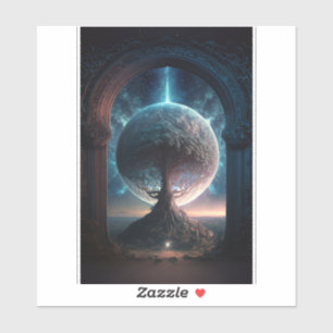 Pegatina Árbol cósmico Universo Surreal Fantasía Arte