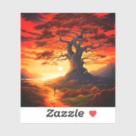 Pegatina Árbol de bonito al atardecer