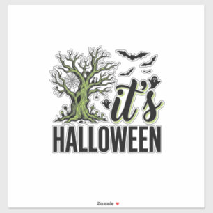 Pegatina Árbol de Halloween Es Halloween Vintage Espeluznan