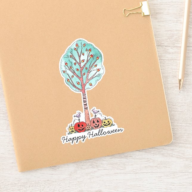 Pegatina Árbol de maíz de dulce de Halloween (Cuaderno)