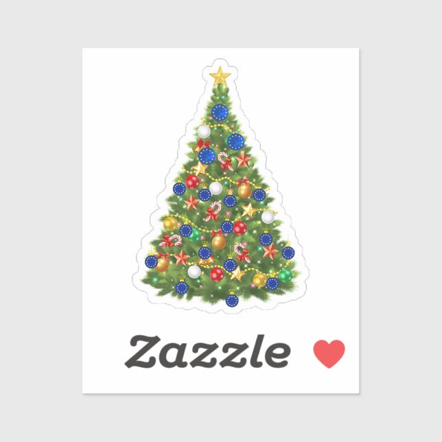 Pegatina Árbol de Navidad - Bandera de la Unión Europea | E (Hoja)