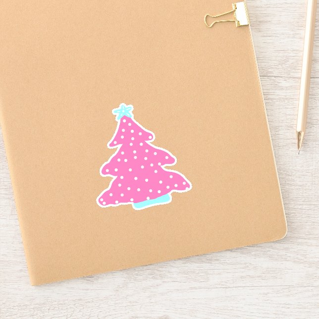 Pegatina Árbol de Navidad Contemporáneo Rosa (Cuaderno)