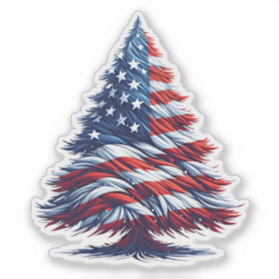 Pegatina Árbol de navidad de bandera estadounidense arte pa