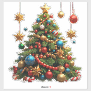 Pegatina Árbol de Navidad de dibujos animados festivos