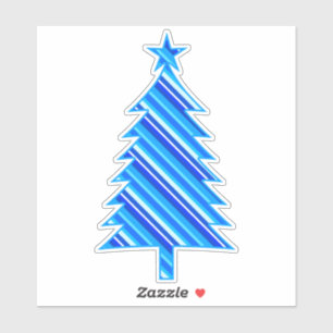 Pegatina Árbol de Navidad de franjas azules y turquesas
