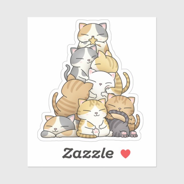 Pegatina Árbol de Navidad de gato (Hoja)